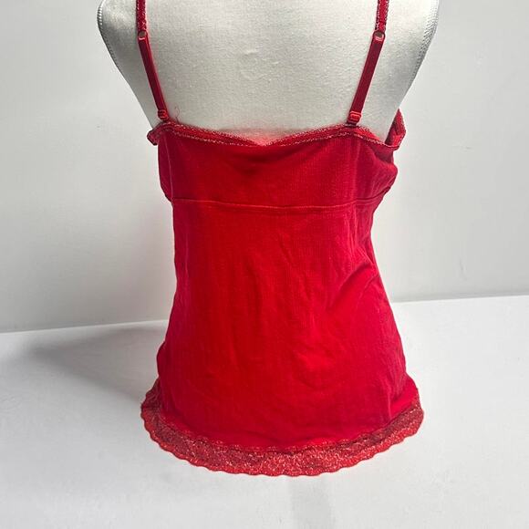 Vintage Faded Glory red lace trim cami! Made With 96% Cotton Size Medium - Picture 4 of 5